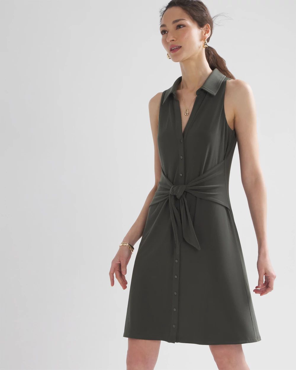 Tie front dress black best sale